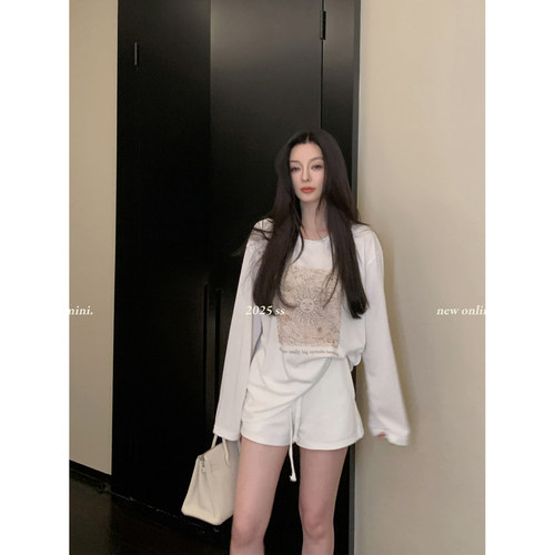 MINI STUDIO徐琳  ins休闲运动基础款抽绳系带居家松紧热裤子女夏