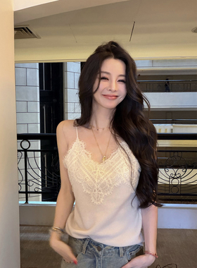 11/11 10AM徐琳「叠穿宝藏」轻奢v领蕾丝拼接100羊毛修身内搭吊带