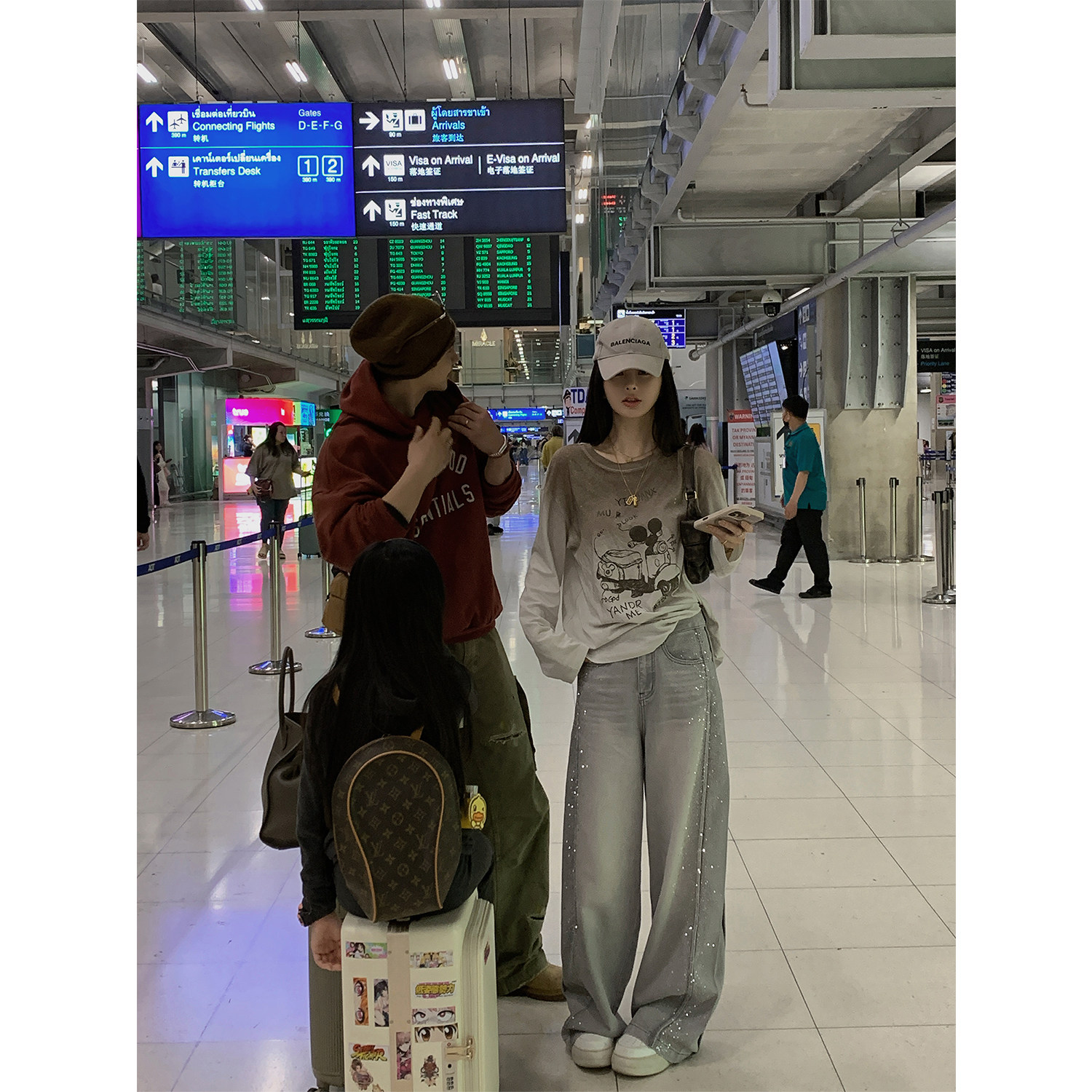 MINI STUDIO徐琳  「流云碎钻」美式银河重工烫钻阔腿直筒牛仔裤