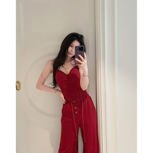 胸衣大阔腿套装 MINI STUDIO徐琳「超模出街」运动风收腰立裁短款