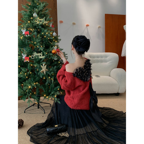 12/11 10AM徐琳「繁花背影」前后两穿蕾丝定钻蝴蝶结绵羊毛毛衣