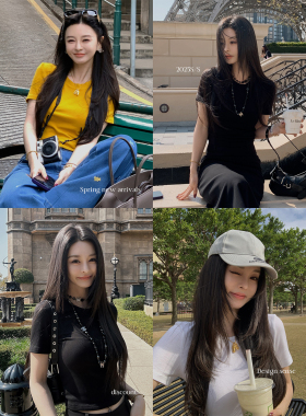 MINI STUDIO徐琳 休闲万金油打底tee多色圆领基础款小短袖T恤春夏