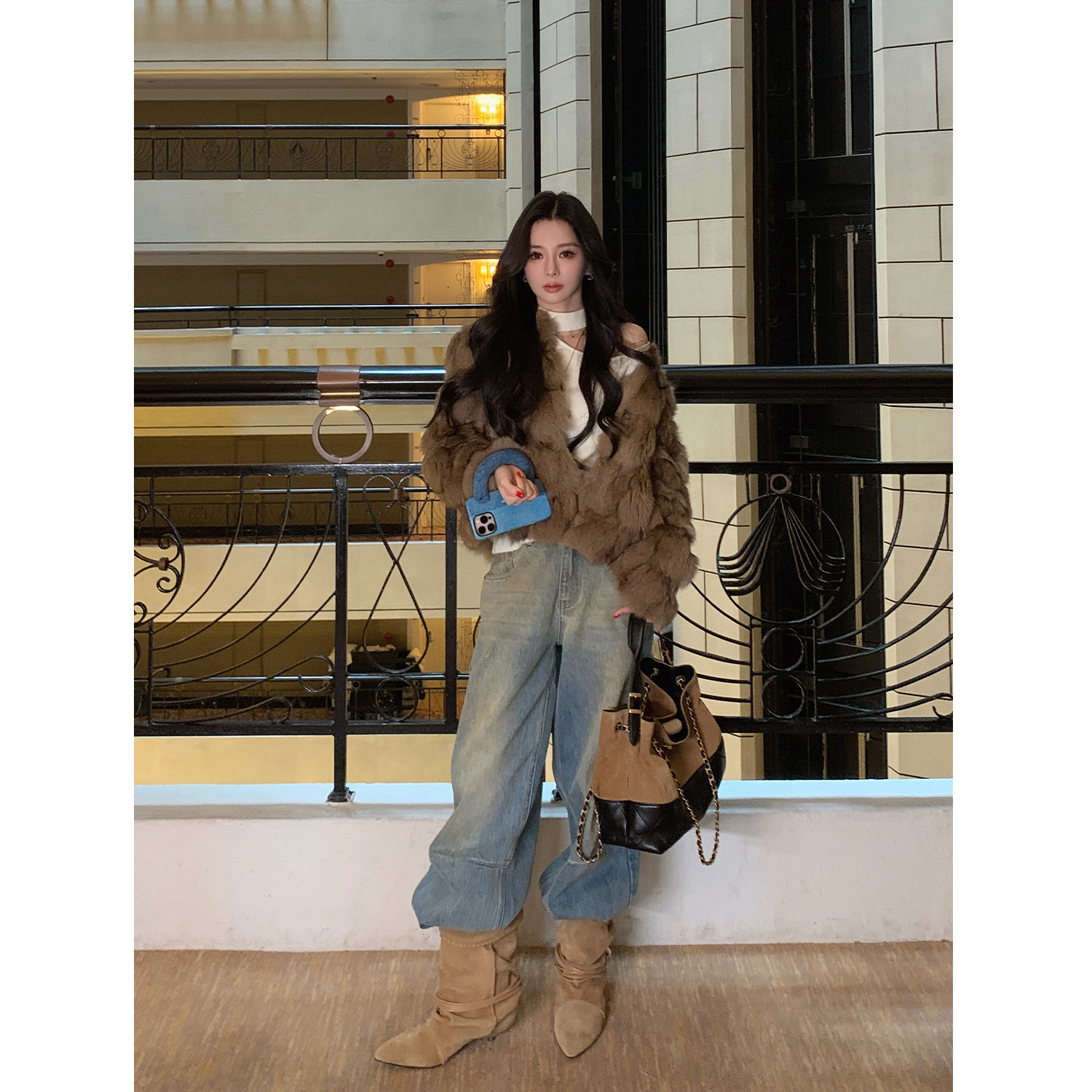 11/11 10AM徐琳「解构私裤」私服复古做旧擦色渐变分割镰刀牛仔裤