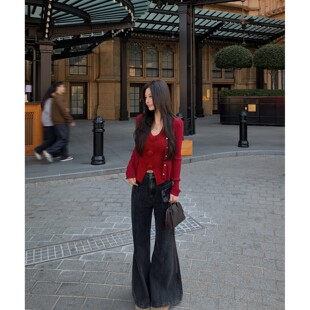 MINI 10AM STUDIO徐琳 复古disco高腰宽松款 拼裁微喇牛仔裤