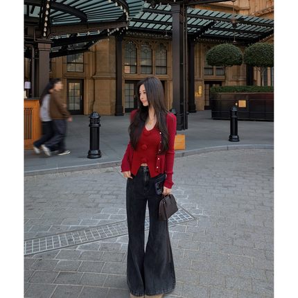 09/29 10AM MINI STUDIO徐琳 复古disco高腰宽松款拼裁微喇牛仔裤