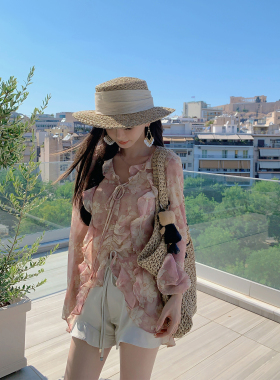 MINI STUDIO徐琳  「夏日腿精」高腰荷叶边花边阔腿A字短裤