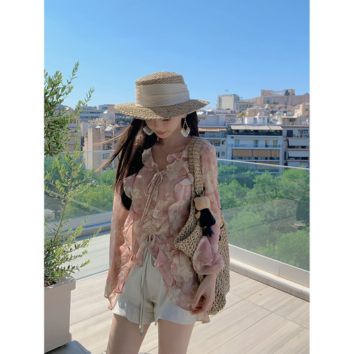 MINI STUDIO徐琳  「夏日腿精」高腰荷叶边花边阔腿A字短裤