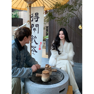 徐琳「极地初雪」轻奢线托斯卡纳皮毛一体皮草外套 10AM