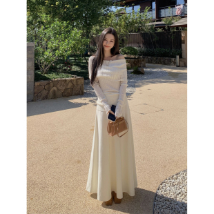 徐琳 巴黎画报」静奢风设计师系列垂感廓形A字绵羊毛兔毛半身裙