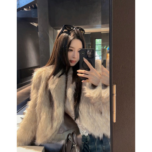 徐琳mini环保皮草毛毛外套