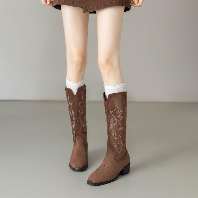 高筒马丁靴女英伦风西部靴潮ins酷显瘦女靴时尚个性不过膝长筒靴