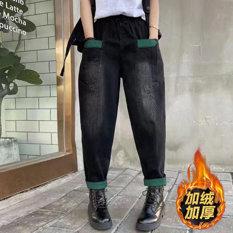 秋季新款宽松显瘦减龄老爹牛仔裤
