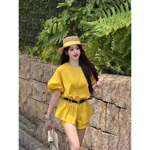气质高级感套装女休闲短袖衬衫短裤子显瘦两件套2025夏季新款女装