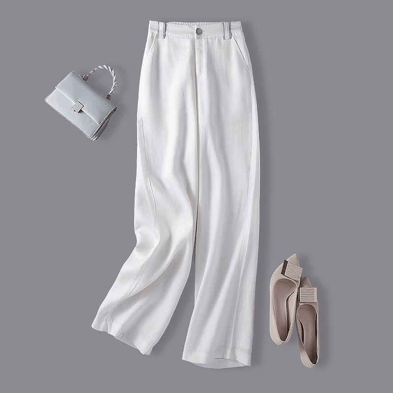 亚麻阔腿裤女夏季2024新款时尚宽松大码高腰显瘦垂感直筒休闲裤子