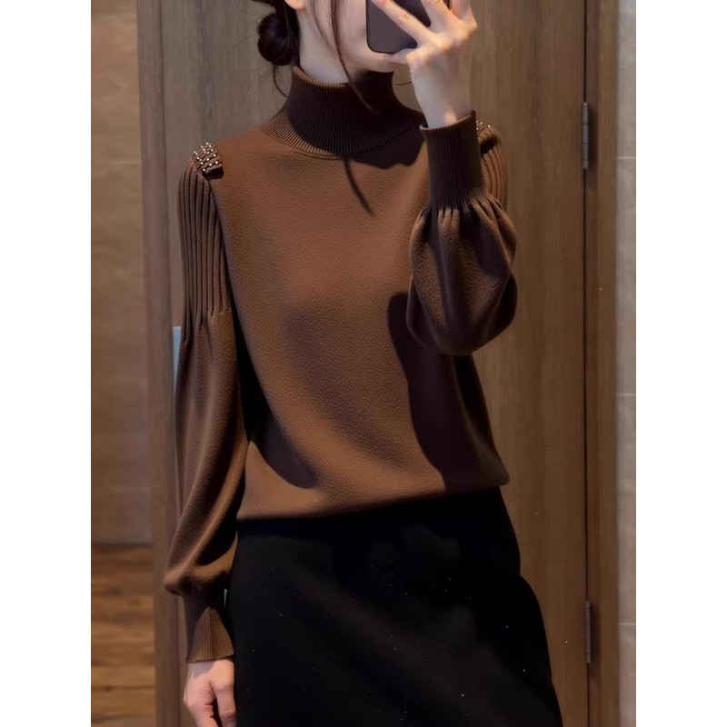 2026冬季新款极简风半高领女宽松显瘦打底衫高级感针织毛衣慵懒风,女装/女士精品,毛针织衫,淘宝优惠券,粉丝福利购,淘宝优惠卷