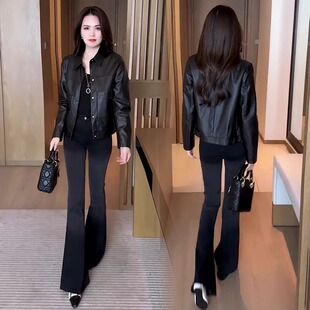 2024秋季新款时髦洋气短款皮衣外套女高级感PU皮夹克美式复古上衣