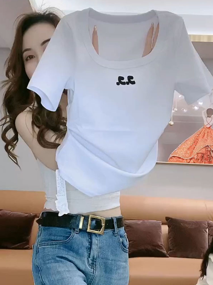 2023夏季新款简约短袖拼接