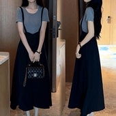 时髦洋气中长款 连衣裙女2025夏季 新款 减龄背带裙气质吊带裙两件套