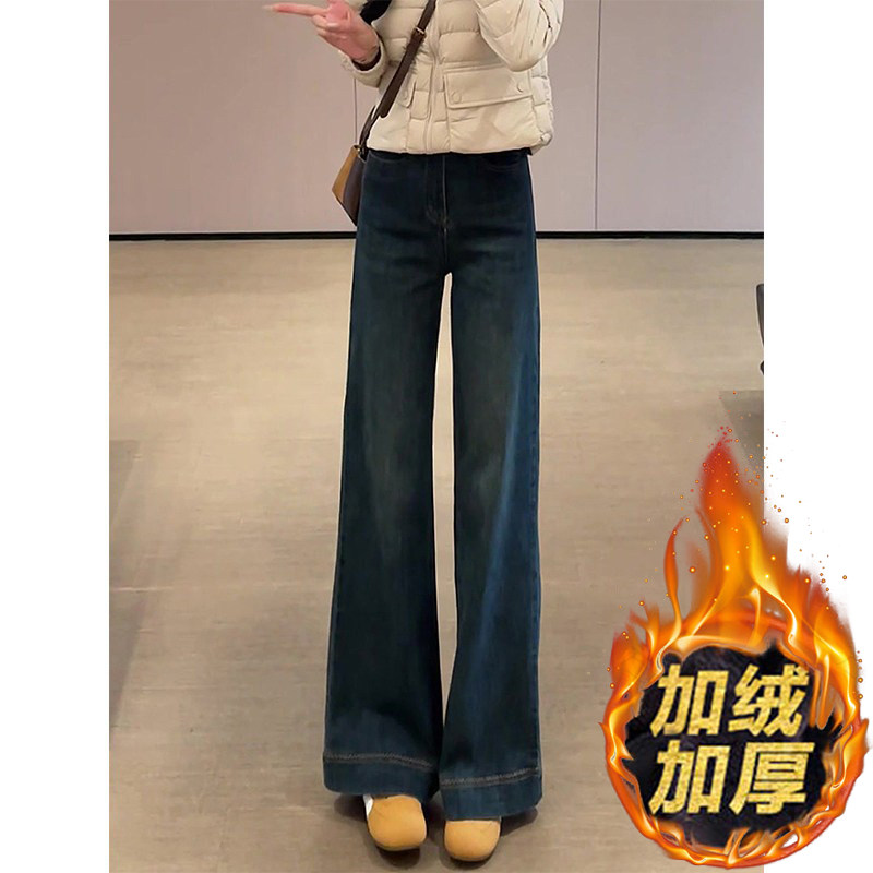 巨好看复古蓝加绒牛仔喇叭裤女2026新款高腰百搭显瘦直筒微喇裤子,女装/女士精品,牛仔裤,淘宝优惠券,粉丝福利购,淘宝优惠卷