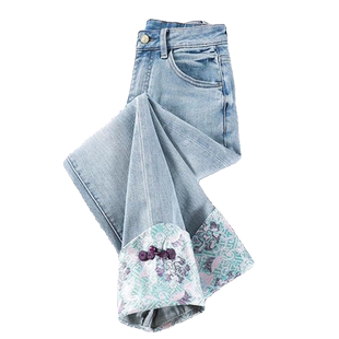 新中式国风烟管裤女2026年春夏季新款显瘦高腰潮流卷边直筒牛仔裤