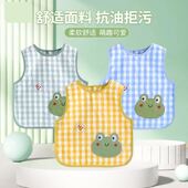 男宝宝吃饭防水防脏罩衣夏围裙纯棉儿童围兜婴儿饭兜无袖 洋气口水