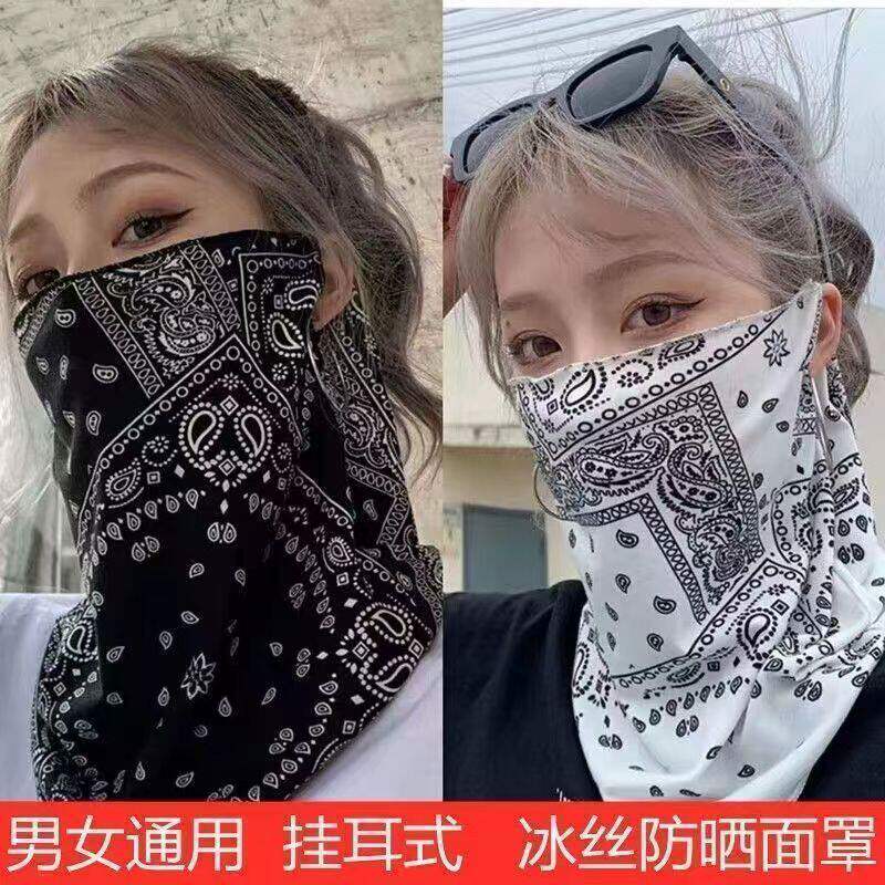 夏季摩托车冰丝全脸挂耳防晒面罩