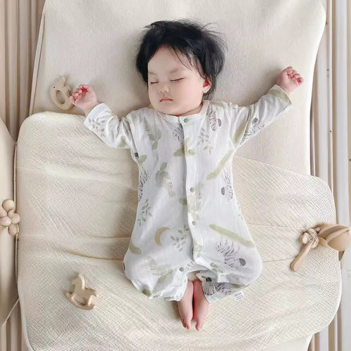 婴儿棉绸爬服新生儿人造棉