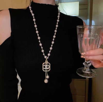珍珠毛衣链加长款夸张小香风挂件