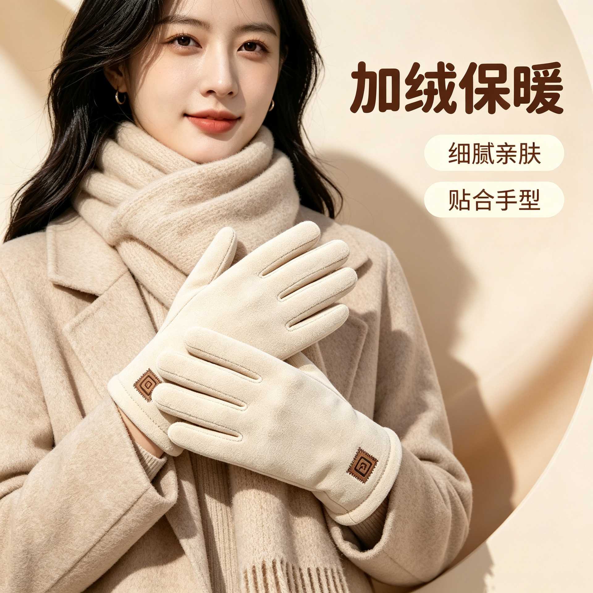 冬季骑行防寒触屏加绒加厚手套
