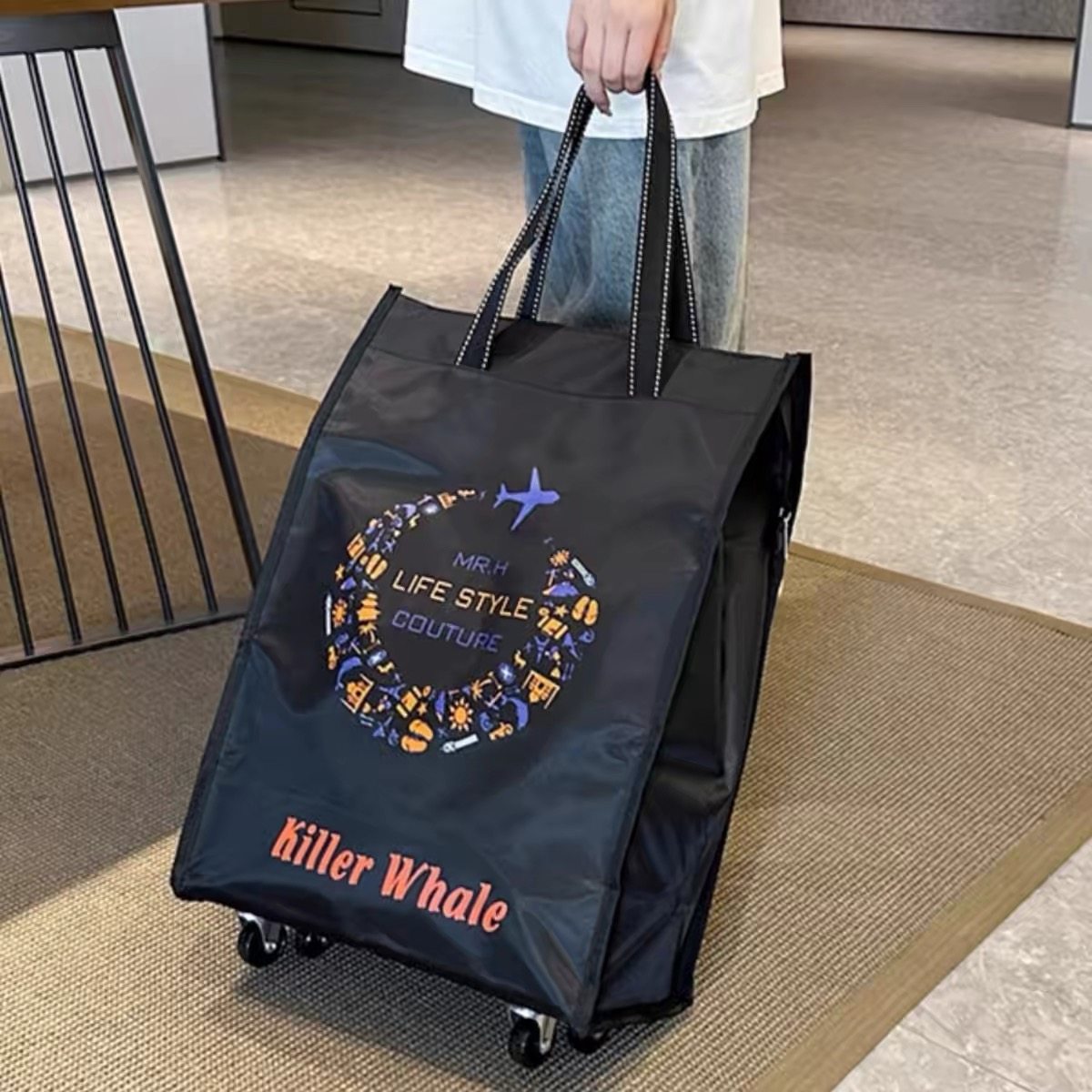 大容量行李包带滑轮手提袋外出装衣物收纳袋购物可折叠拖拉旅游包,收纳整理,包包收纳袋,淘宝优惠券,粉丝福利购,淘宝优惠卷