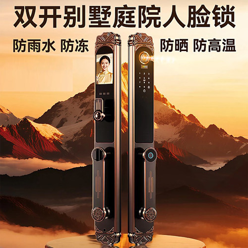 人脸识别指纹锁庭院别墅双开门家用电子密码锁全自动防盗门智能锁