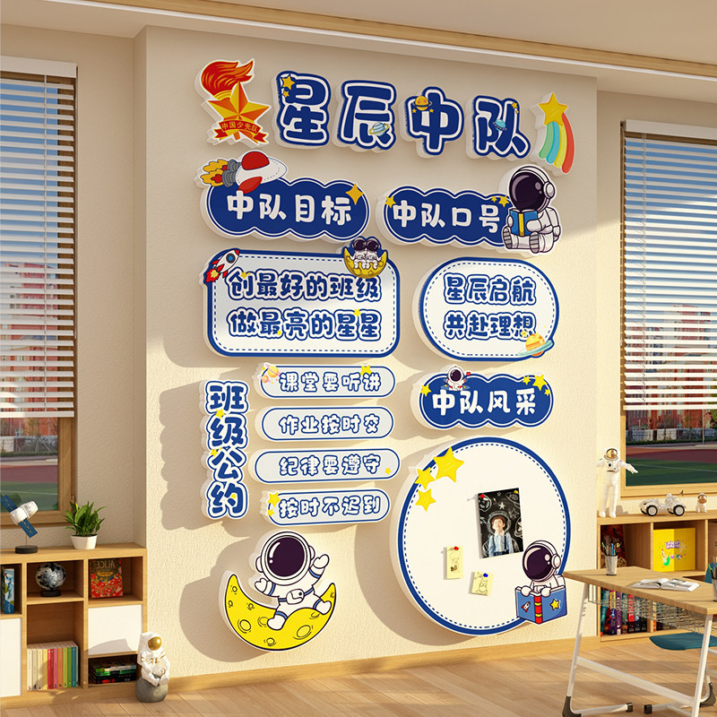 班级星辰中队角布置文化墙贴毛毡教室装饰少先黑板报素材小学环创