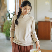 内搭德绒打底衫 新中式 春季 女外穿百搭中国风盘扣新年红色复古上衣