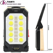 汽车维修工作灯COB强光手电红光蓝光闪烁故障警示灯USB充电维修灯