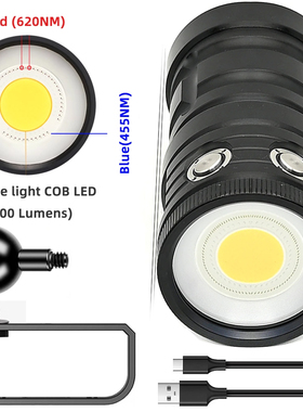 潜水COB手电筒18000LM水下潜水灯水肺潜水灯100米防水水下视频LED