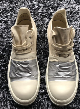 CD出品19SS暗黑先锋RO复线低帮系带杏色卡其布银褶皱情侣