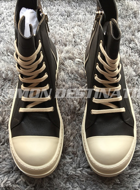 【CD.HOMME】16FW 暗黑先锋RO主线TPU奶香底小牛皮情侣款高帮黑白