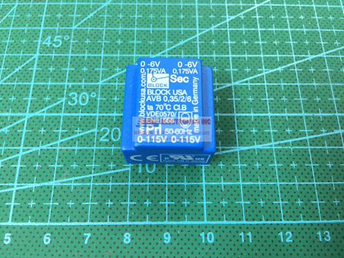 BLOCK AVB0.35/2/6 0.35VA 2x6V 原装进口PCB变压器