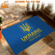 乌克兰Ukraine国家标志三叉戟国家队丝圈地垫玄关入户门口脚垫子