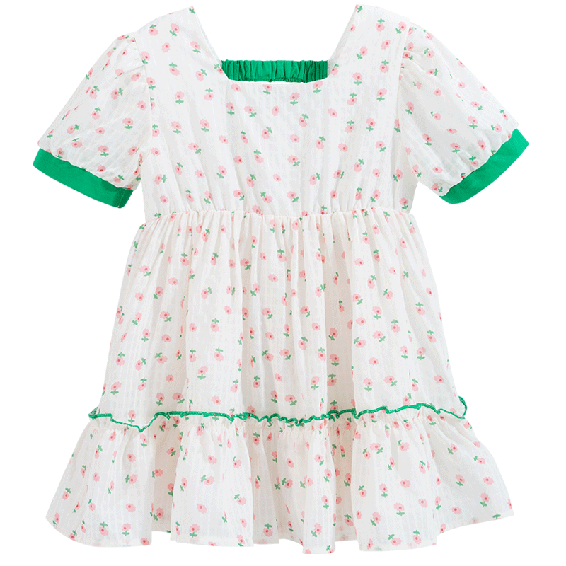 贝贝怡女童连衣裙夏儿童夏装碎花公主裙小童夏天童装宝宝裙子夏款
