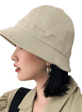 小众设计款纯色圆顶休闲风渔夫帽