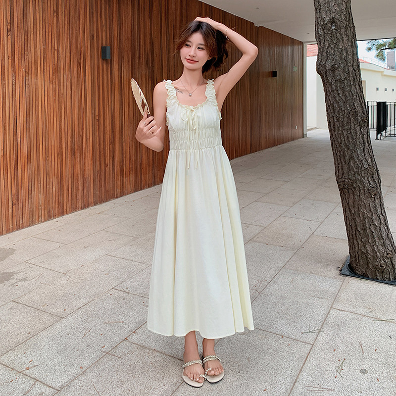 现货2025夏款少女系列一字肩性感收腰棉麻连衣裙,女装连衣裙,慧峰