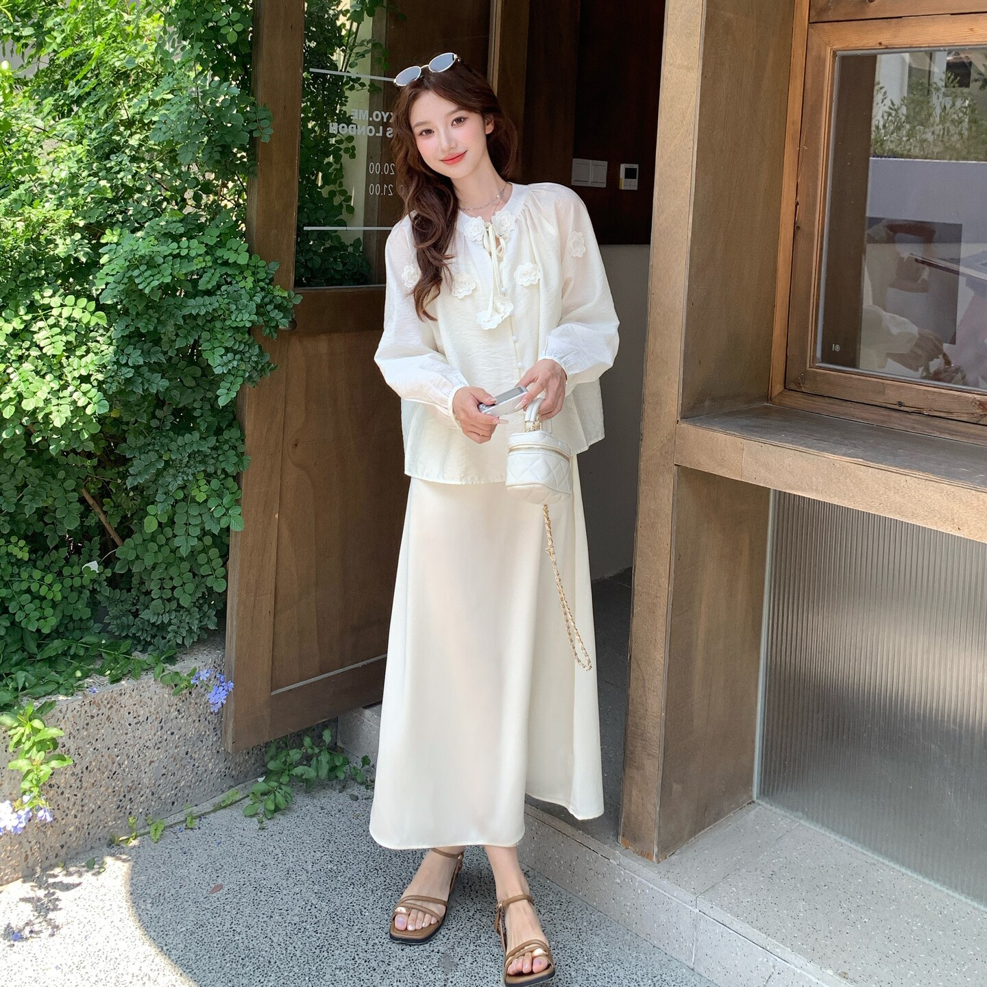 法式小资长袖衬衫半身裙套装女夏大方得体流行巨好看两件套爆款,女装套装/套裙,鑫慧