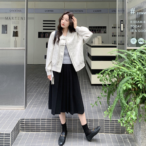 设计感新中式印花棒球服上衣女2025秋季日系氛围感休闲显瘦短外套图片