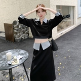 秋季新款休闲显瘦半身裙两件套，女装套装/套裙，慧峰