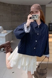 休闲格纹拼接翻领短外套女春秋2025新款小个子夹克上衣爆款高级感，女装短外套，慧峰