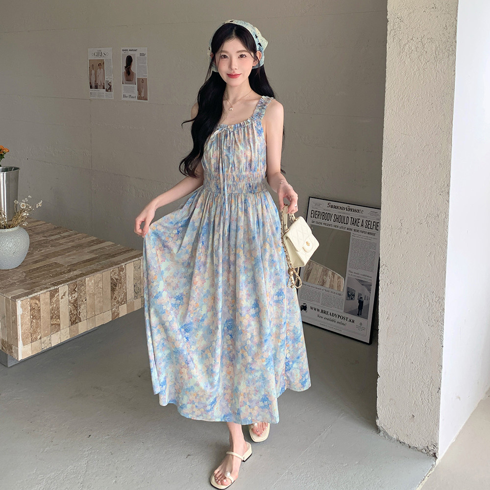 法式浪漫风碎花吊带连衣裙女2025夏日绝美穿搭开衫长裙,女装连衣裙,慧峰