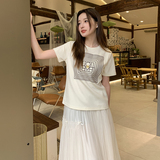 已出大货2025夏季有机棉前片方块印花，女装T恤，慧峰