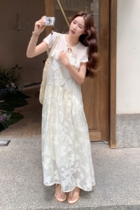 温柔系白月光法式连衣裙女夏季2025新款法式浪漫度假风蕾丝长裙子图片