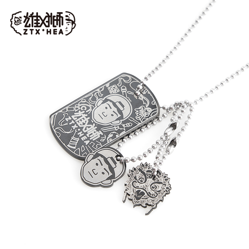 国潮醒狮304不锈钢波子项链配饰